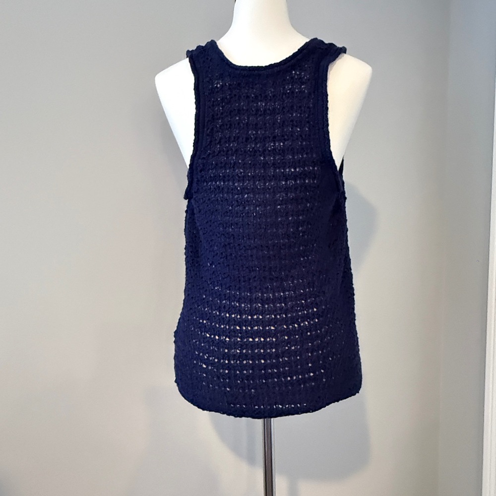 Aerie Navy Blue Open Knit Tank Top Women's Size Large — Fall Layering Piece - Picture 8 of 12